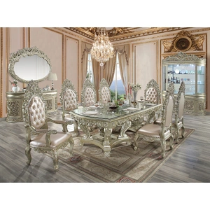 ACME Sorina Wood/Glass Dining Room Set, Antique Gold