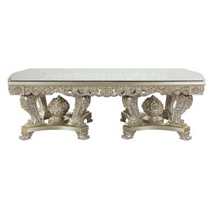 ACME Sorina Wood/Glass Dining Table, Antique Gold