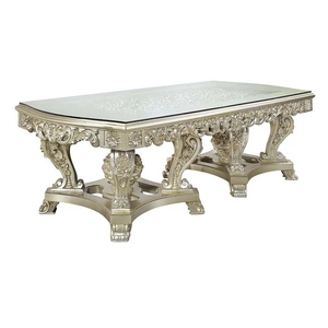 ACME Sorina Wood/Glass Dining Room Set, Antique Gold