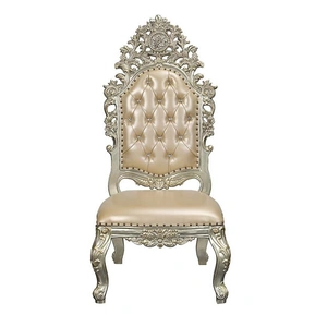 ACME Sorina PU/Wood Tufted Dining Side Chair in Antique Gold (Set of 2)