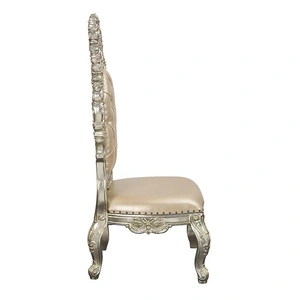 ACME Sorina PU/Wood Tufted Dining Side Chair in Antique Gold (Set of 2)