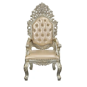 ACME Sorina PU/Wood Tufted Dining Arm Chair, Antique Gold (Set of 2)