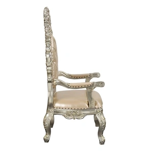 ACME Sorina PU/Wood Tufted Dining Arm Chair, Antique Gold (Set of 2)