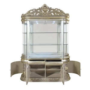 ACME Sorina Wood/Glass Curio, Antique Gold