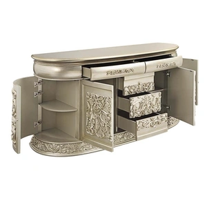 ACME Sorina Wood Server w/4 Doors & 5 Drawers, Antique Gold