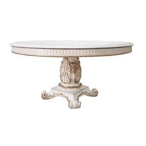 ACME Vendom Wood Round Dining Table, Antique Pearl