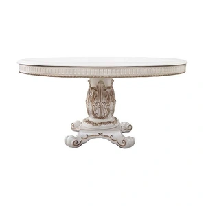 ACME Vendom Wood Round Dining Table, Antique Pearl