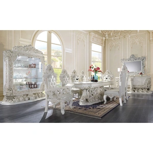 ACME Adara Wood Pedestal Dining Room Set, Antique White