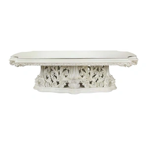 ACME Adara Wood Pedestal Dining Table, Antique White