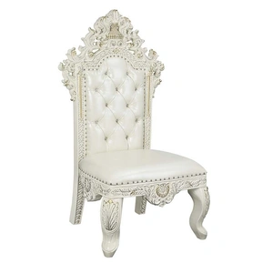 ACME Adara PU/Wood Tufted Dining Side Chair, Antique White (Set of 2)