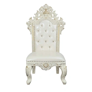 ACME Adara PU/Wood Tufted Dining Side Chair, Antique White (Set of 2)