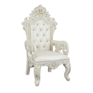 ACME Adara PU/Wood Tufted Dining Arm Chair, Antique White (Set of 2)