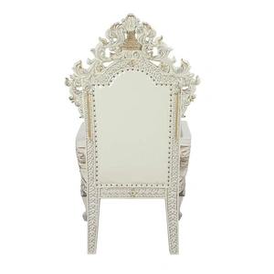 ACME Adara PU/Wood Tufted Dining Arm Chair, Antique White (Set of 2)