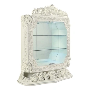 ACME Adara Glass/Wood Curio w/Lighting, Antique White