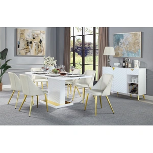 ACME Gaines Wood Rectangular Dining Room Set, White High Gloss