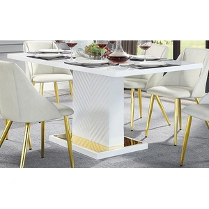 ACME Gaines Wood Rectangular Dining Table, White High Gloss