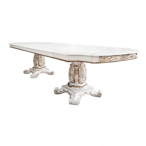 ACME Vendom 136-inch Wood Extendable Dining Table, Antique Pearl