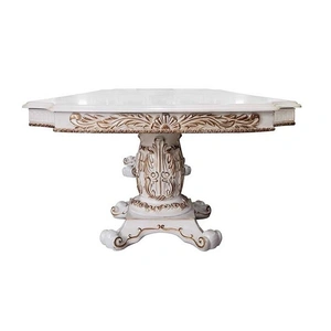 ACME Vendom 136-inch Wood Extendable Dining Table, Antique Pearl