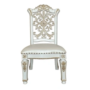 ACME Vendom PU/Wood Dining Side Chair, Antique Pearl (Set of 2)