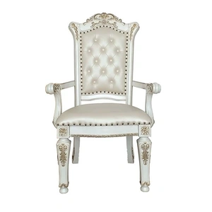 ACME Vendom PU Dining Arm Chair, Antique Pearl (Set of 2)