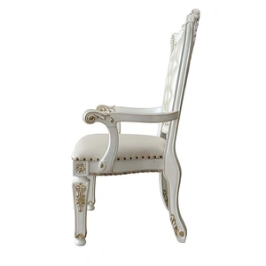 ACME Vendom PU Dining Arm Chair, Antique Pearl (Set of 2)