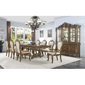 ACME Latisha Wood Extendable Pedestal Dining Room Set, Antique Oak