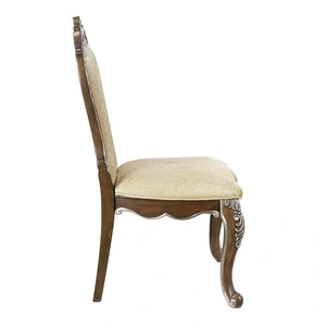 ACME Latisha Fabric/Wood Dining Side Chair in Beige/Antique Oak (Set of 2)
