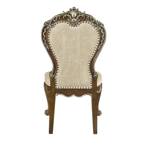 ACME Latisha Fabric/Wood Dining Side Chair in Beige/Antique Oak (Set of 2)