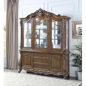 ACME Latisha Glass/Wood China Cabinet, Antique Oak