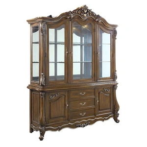 ACME Latisha Glass/Wood China Cabinet, Antique Oak