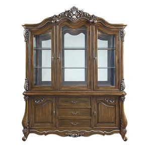ACME Latisha Glass/Wood China Cabinet, Antique Oak
