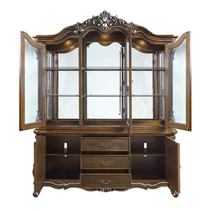 ACME Latisha Glass/Wood China Cabinet, Antique Oak