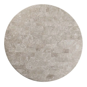 ACME Karsen Marble/Wood Round Dining Table, Beige/Rustic Oak