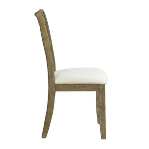 ACME Karsen Fabric/Wood Dining Side Chair, Beige/Rustic Oak (Set of 2)