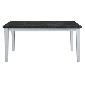 ACME Lanton Marble/Wood Dining Table, Black/Antique White