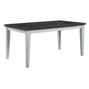 ACME Lanton Marble/Wood Dining Room Set, Black/Antique White