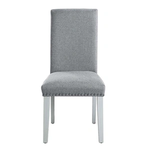 ACME Lanton Fabric/Wood Dining Side Chair, Gray/Antique White (Set of 2)