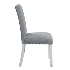 ACME Lanton Fabric/Wood Dining Side Chair, Gray/Antique White (Set of 2)