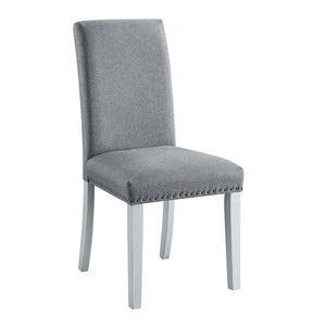 ACME Lanton Fabric/Wood Dining Side Chair, Gray/Antique White (Set of 2)