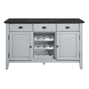 ACME Lanton Marble/Wood Server w/2 Doors & 3 Drawers, Black/Antique White