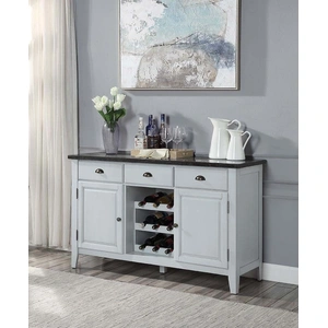 ACME Lanton Marble/Wood Server w/2 Doors & 3 Drawers, Black/Antique White