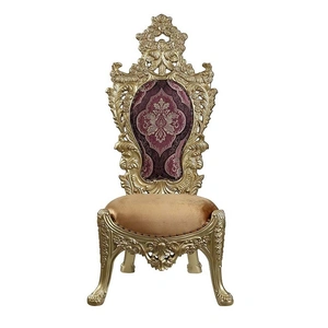 ACME Bernadette Fabric/Wood Dining Side Chair, Gold/Brown/Purple (Set of 2)