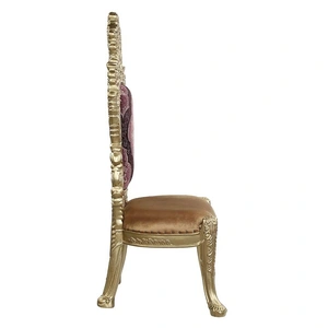 ACME Bernadette Fabric/Wood Dining Side Chair, Gold/Brown/Purple (Set of 2)