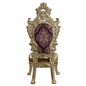 ACME Bernadette Fabric/Wood Dining Side Chair, Gold/Brown/Purple (Set of 2)