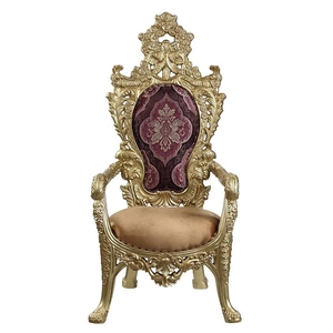 ACME Bernadette Fabric/Wood Dining Arm Chair, Gold/Brown/Purple (Set of 2)