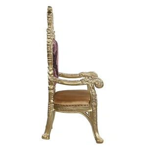 ACME Bernadette Fabric/Wood Dining Arm Chair, Gold/Brown/Purple (Set of 2)