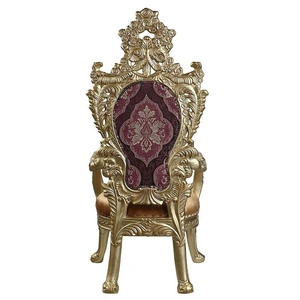 ACME Bernadette Fabric/Wood Dining Arm Chair, Gold/Brown/Purple (Set of 2)