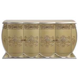 ACME Bernadette Wood Server w/4 Doors & 4 Drawers, Gold