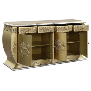ACME Bernadette Wood Server w/4 Doors & 4 Drawers, Gold