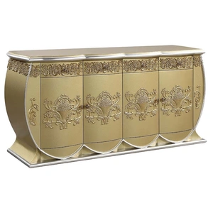ACME Bernadette Wood Server w/4 Doors & 4 Drawers, Gold